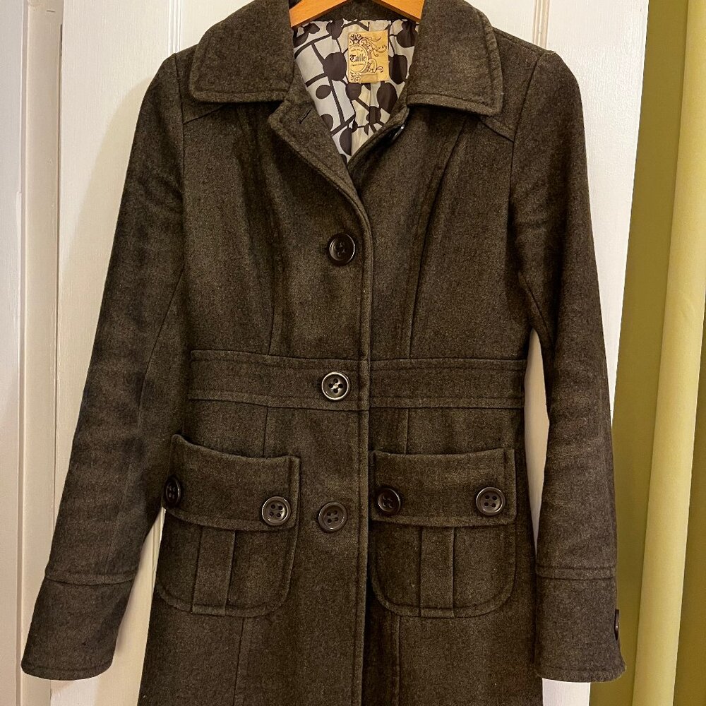 Hunter Green Wool Coat - Mid Lenth, Size XS